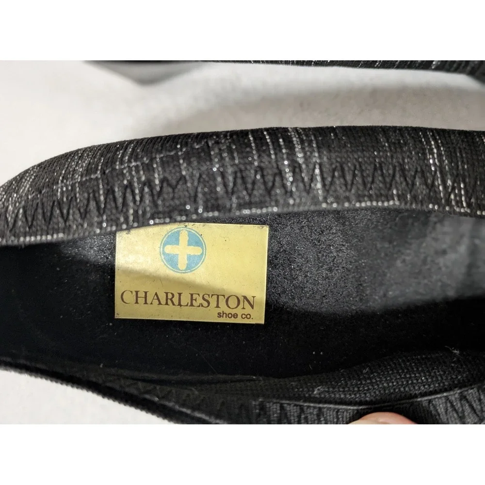 Charleston Shoe Company Black Wedge V Cut Comfort Knit Slip On Size 5